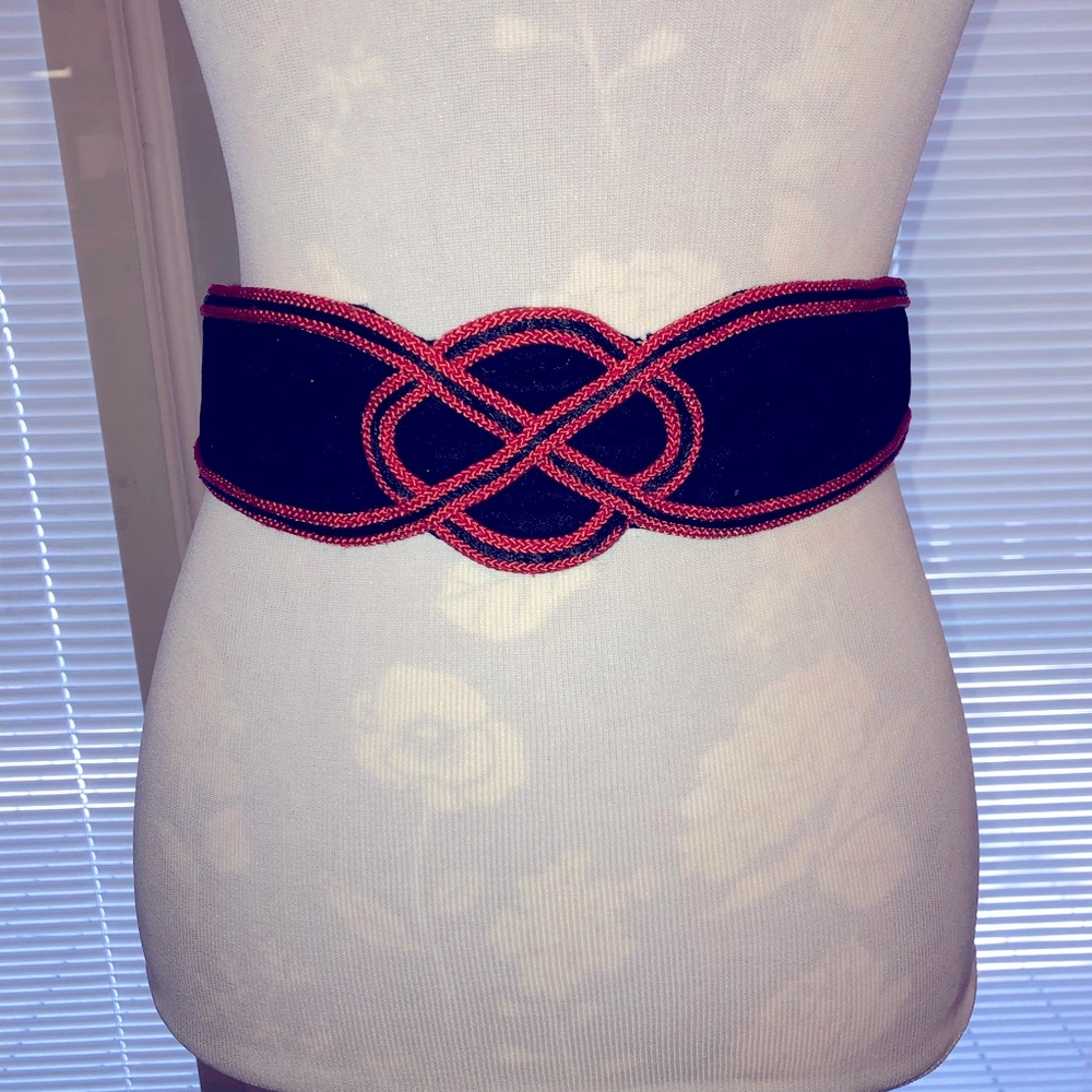 Vtg 80’s Black Velvet Cumberbund Tie Belt